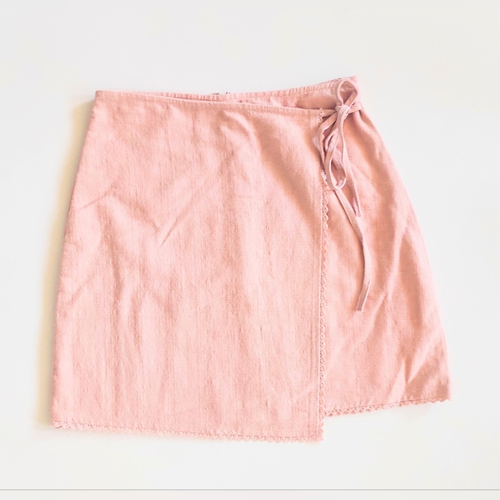Altar'd State Wrap Mini Skirt Pink Size XS 100% Cotton